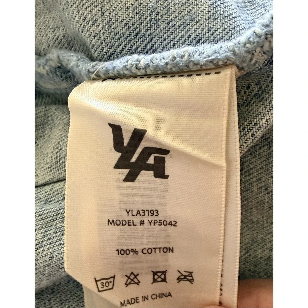 Youngla Distressed Swaggy Zipper Jean Jacket Light Blue YP5042 Mens XL